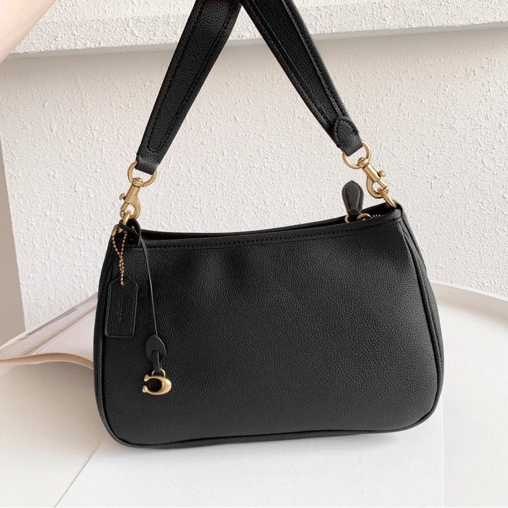 Coach Pebble Leather Carry Shoulder Crossbody Zip Top Bag